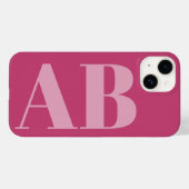 Modern Roze Girly Initiaal Minimal Monogram Hoesje (Achterkant (horizontaal))