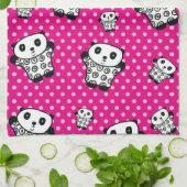 Modern Roze Girly Kawaii Schattige Panda Beer Theedoek (Gevouwen)