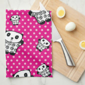 Modern Roze Girly Kawaii Schattige Panda Beer Theedoek (Quarter Fold)