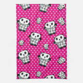 Modern Roze Girly Kawaii Schattige Panda Beer Theedoek (Verticaal)