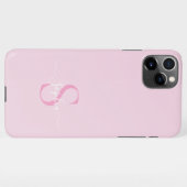 Modern Roze Girly Monogram Stijlvolle Script Naam iPhone Hoesje (Achterkant horizontaal)