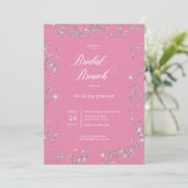 Modern Roze Glam Diamond Lijst Bruidsbrunch Kaart (Staand voorkant)