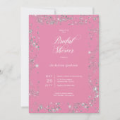 Modern Roze Glam Diamond Lijst Vrijgezellenfeest Kaart (Voorkant)