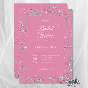 Modern Roze Glam Diamond Lijst Vrijgezellenfeest Kaart