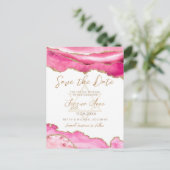 Modern roze glitter agate bat mitzvah Save the Aankondigingskaart (Staand voorkant)