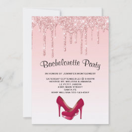 Modern roze glitter - Bachelorette op hoog niveau Kaart