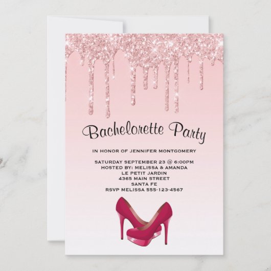 Modern roze glitter - Bachelorette op hoog niveau Kaart (Voorkant)