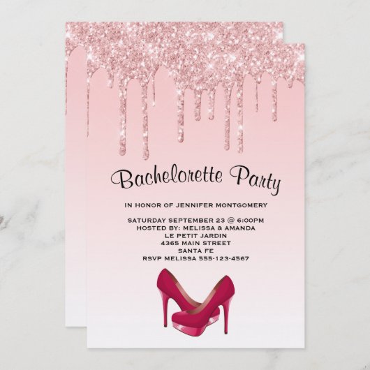 Modern roze glitter - Bachelorette op hoog niveau Kaart (Voorkant / Achterkant)
