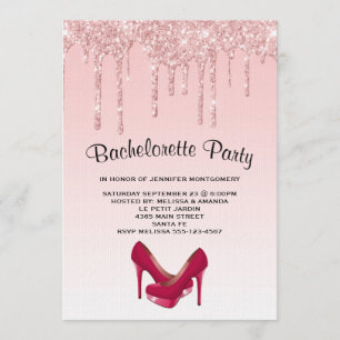 Modern roze glitter - Bachelorette op hoog niveau Kaart