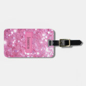 Modern Roze Glitter Bagagelabel (Voorkant horizontaal)