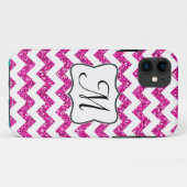 Modern Roze Glitter Chevron Monogram IPHONE 5 Hoes (Achterkant (horizontaal))