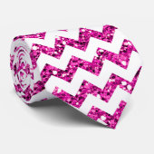 Modern Roze Glitter Chevron Zig Za Stof Mannen Str Stropdas (Opgerold)