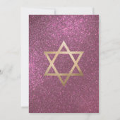 Modern roze glitter dik border bat Mitzvah Kaart (Achterkant)