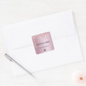 Modern Roze Glitter Drip Cosmetische Business Logo Vierkante Sticker (Envelop)