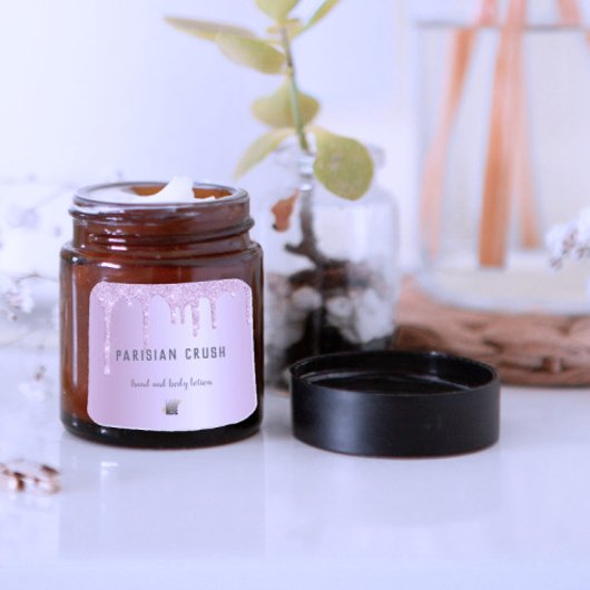 Modern Roze Glitter Drip Cosmetische Business Logo Vierkante Sticker