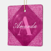 Modern Roze Glitter Girly Monogram Keramisch Ornament (Links)