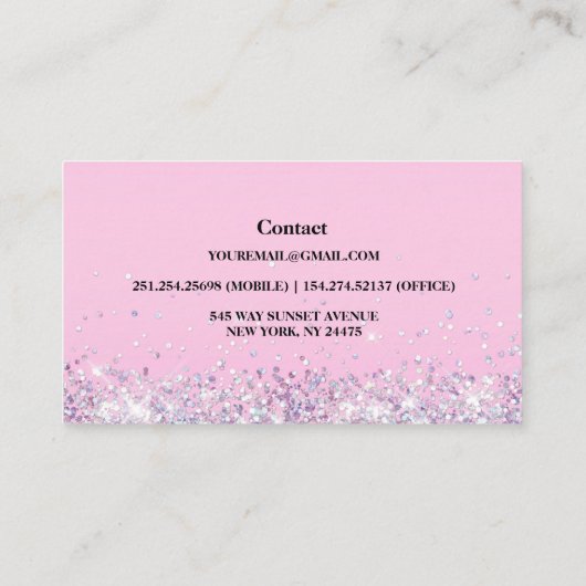 Modern roze Glitter Loan Signing Agent Business Visitekaartje (Achterkant)