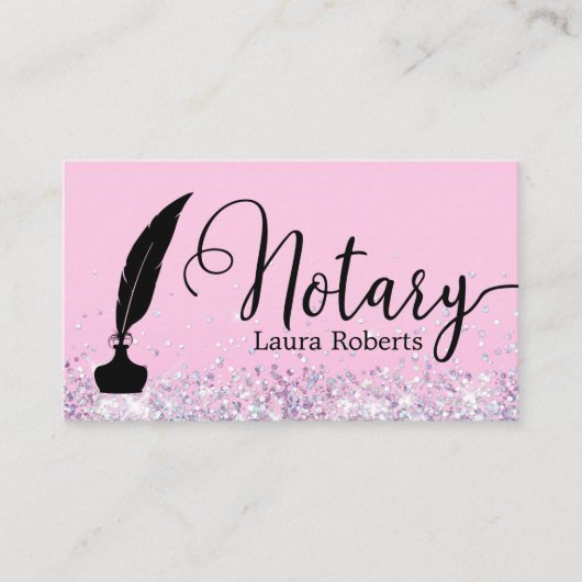 Modern roze Glitter Loan Signing Agent Business Visitekaartje (Voorkant)