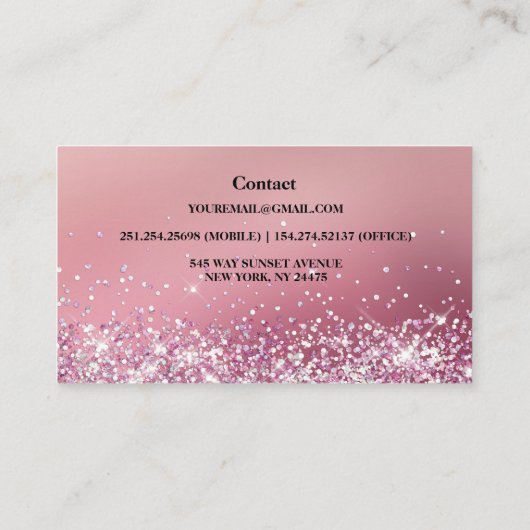 Modern roze Glitter Loan Signing Agent Visitekaartje (Achterkant)