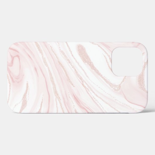 Modern Roze Glitter Marmer Case-Mate iPhone Case (Achterkant (horizontaal))