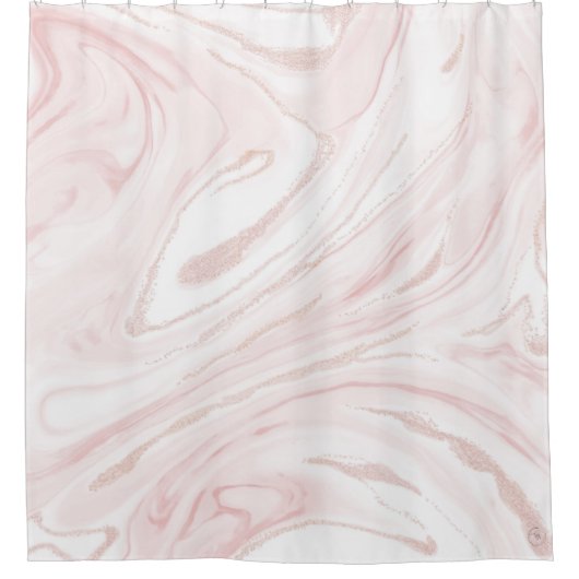 Modern Roze Glitter Marmer Douchegordijn (Voorkant)