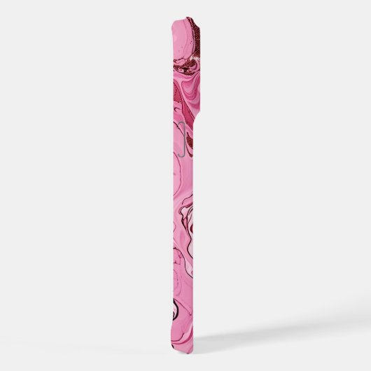Modern Roze Glitter Marmer iPhone Hoesje (Rechterkant)