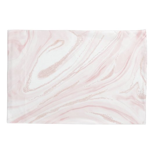 Modern Roze Glitter Marmer Kussensloop (Achterkant)