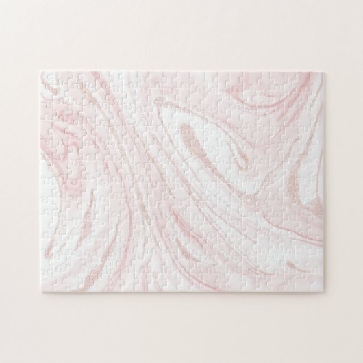 Modern Roze Glitter Marmer Legpuzzel (Horizontaal)