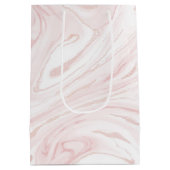 Modern Roze Glitter Marmer Medium Cadeauzakje (Achterkant)