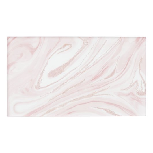 Modern Roze Glitter Marmer Naambadge (Voorkant)