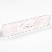 Modern Roze Glitter Marmer Naambordje