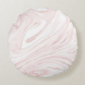 Modern Roze Glitter Marmer Rond Kussen (Voorkant)