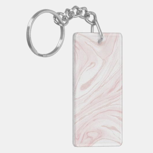Modern Roze Glitter Marmer Sleutelhanger (Voorkant Links)