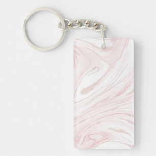 Modern Roze Glitter Marmer Sleutelhanger