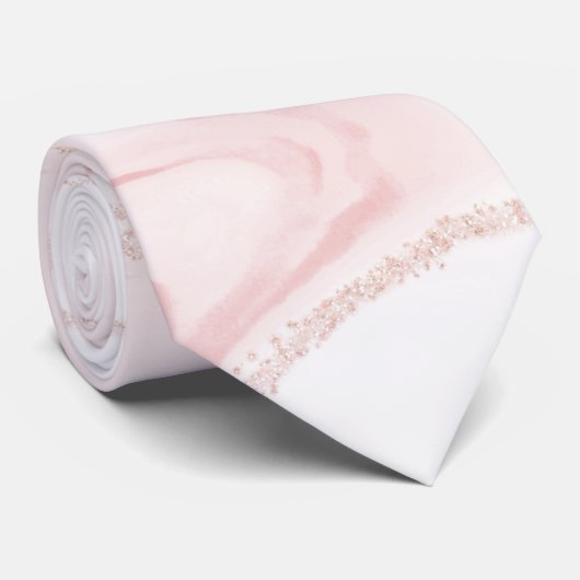 Modern Roze Glitter Marmer Stropdas (Opgerold)