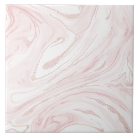 Modern Roze Glitter Marmer Tegeltje (Voorkant)