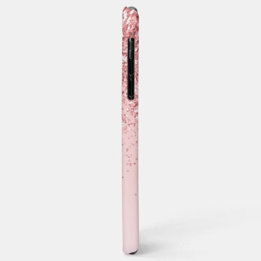 Modern roze glitter monogram gepersonaliseerd Case-Mate iPhone case (Achterkant/links)