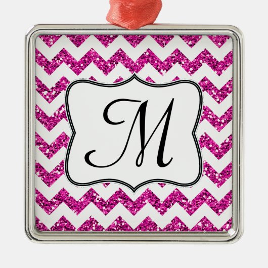Modern Roze Glitter Monogram Initiaal Ornament (Voorkant)