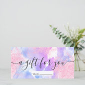 Modern roze glitter paarse waterverf scriptgeschen (Staand voorkant)