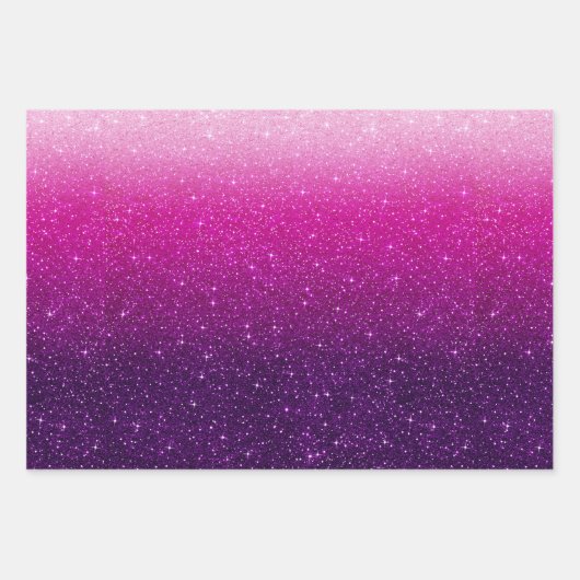 Modern Roze Glitter Patroon Ombre Inpakpapier Vel (Voorkant 3)
