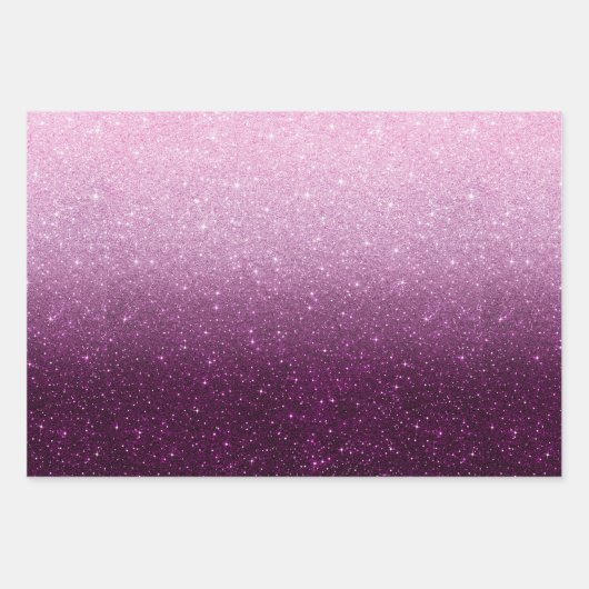Modern Roze Glitter Patroon Ombre Inpakpapier Vel (Voorkant 2)