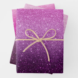 Modern Roze Glitter Patroon Ombre Inpakpapier Vel