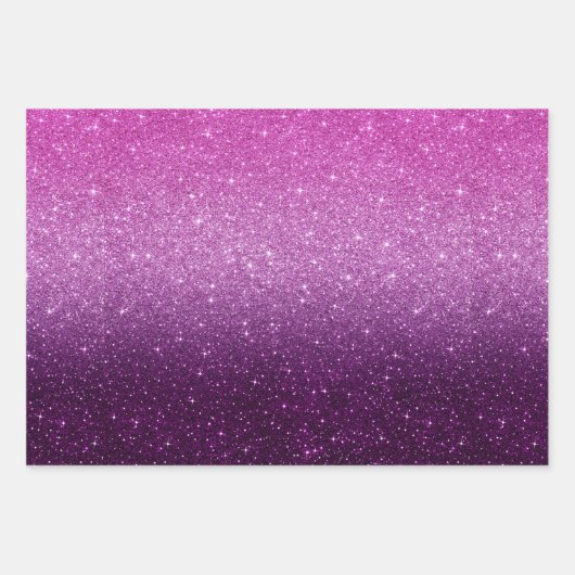 Modern Roze Glitter Patroon Ombre Inpakpapier Vel (Voorkant)