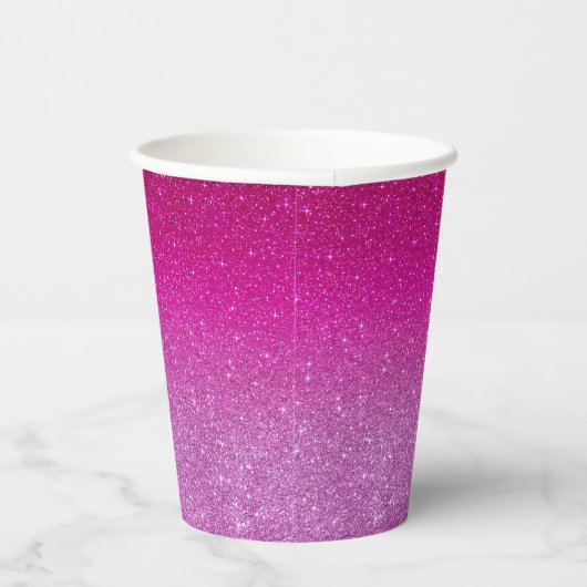 Modern Roze Glitter Patroon Ombre Papieren Bekers (Rechts)