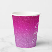 Modern Roze Glitter Patroon Ombre Papieren Bekers (Voorkant)