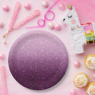 Modern Roze Glitter Patroon Ombre Papieren Bordje