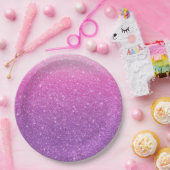 Modern Roze Glitter Patroon Ombre Papieren Bordje (Feest)