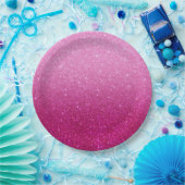 Modern Roze Glitter Patroon Ombre Papieren Bordje (Feest)