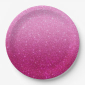 Modern Roze Glitter Patroon Ombre Papieren Bordje (Voorkant)