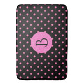 Modern Roze Glitter Polka-Stippen Patroon Monogram Badmat (Voorkant Verticaal)